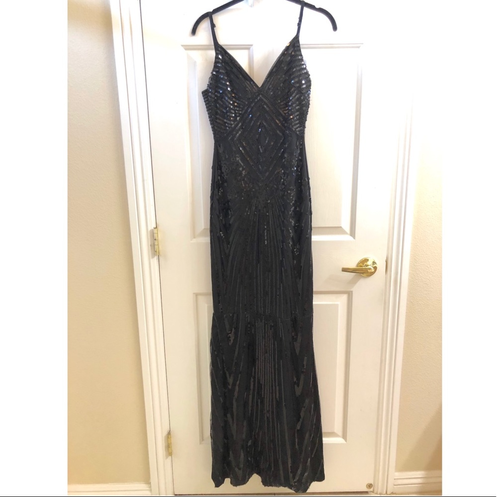 Long black sequin gown